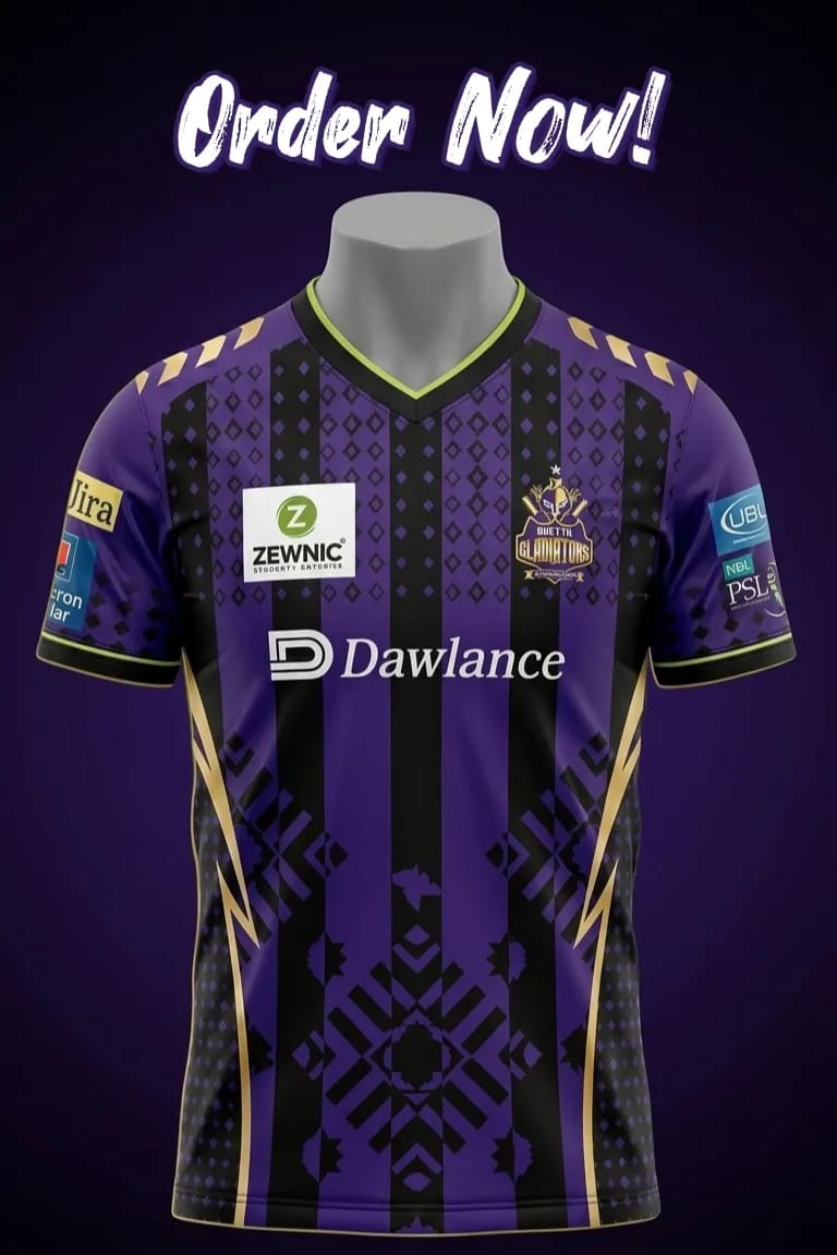 Official Quetta Gladiators PSL Jersey – Purple & Black Edition QUEETA GALIDIDITORS